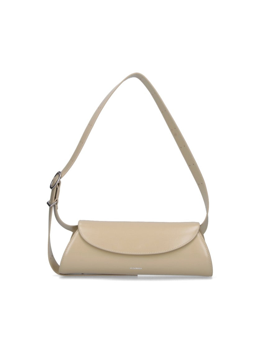 Jil Sander Small Cream Leather Shoulder Bag With Adjustable Strap