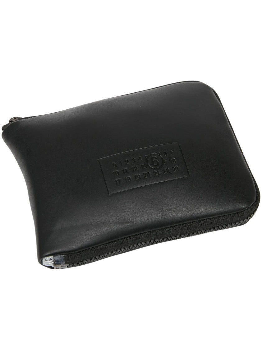 Mm6 By Maison Margiela Matte Black Zip-Around Pouch With Minimalist Design