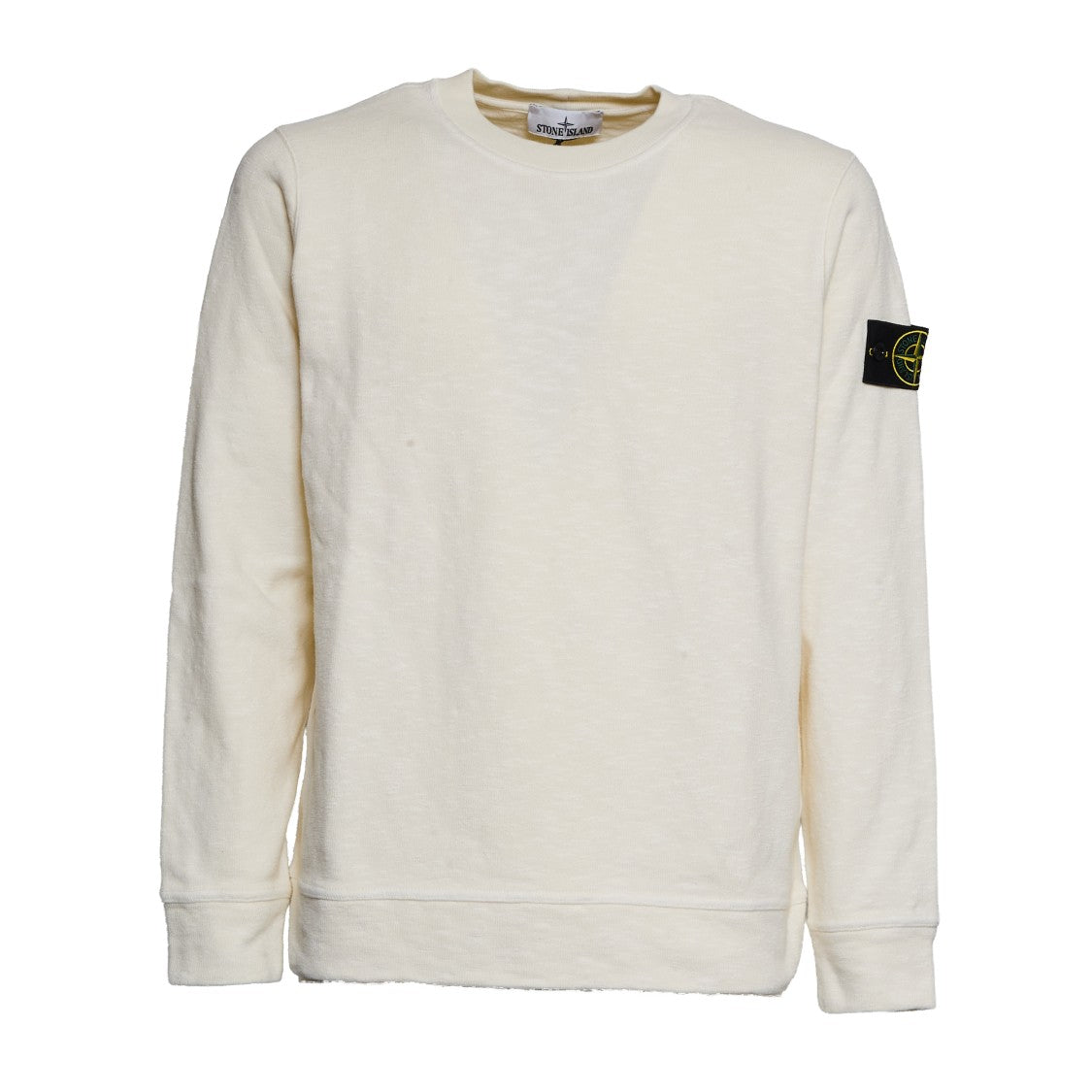 Stone Island Ivory Crewneck Sweatshirt With Iconic Patch Detail