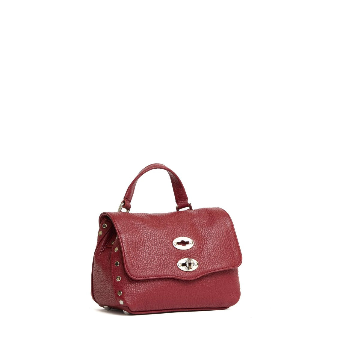 Zanellato Bordeaux Textured Leather Handbag With Turn-Lock Closure