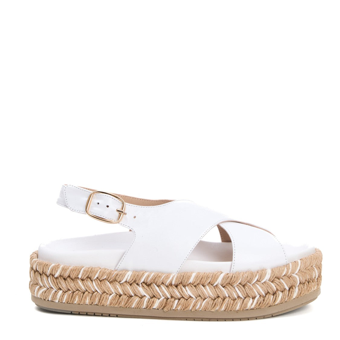 Paloma Barceló White Leather Rope Wedge