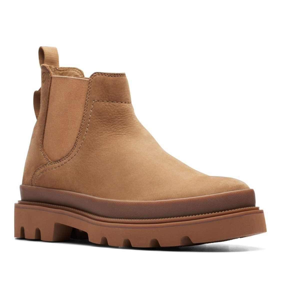 Clarks Badell Top Beige Elastic Side Nubuck Ankle Boots