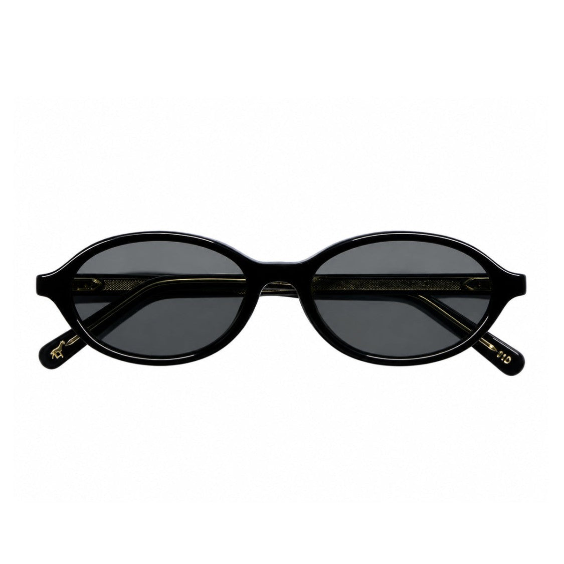L.G.R. Sophisticated Oval Acetate Sunglasses With Gold Accents