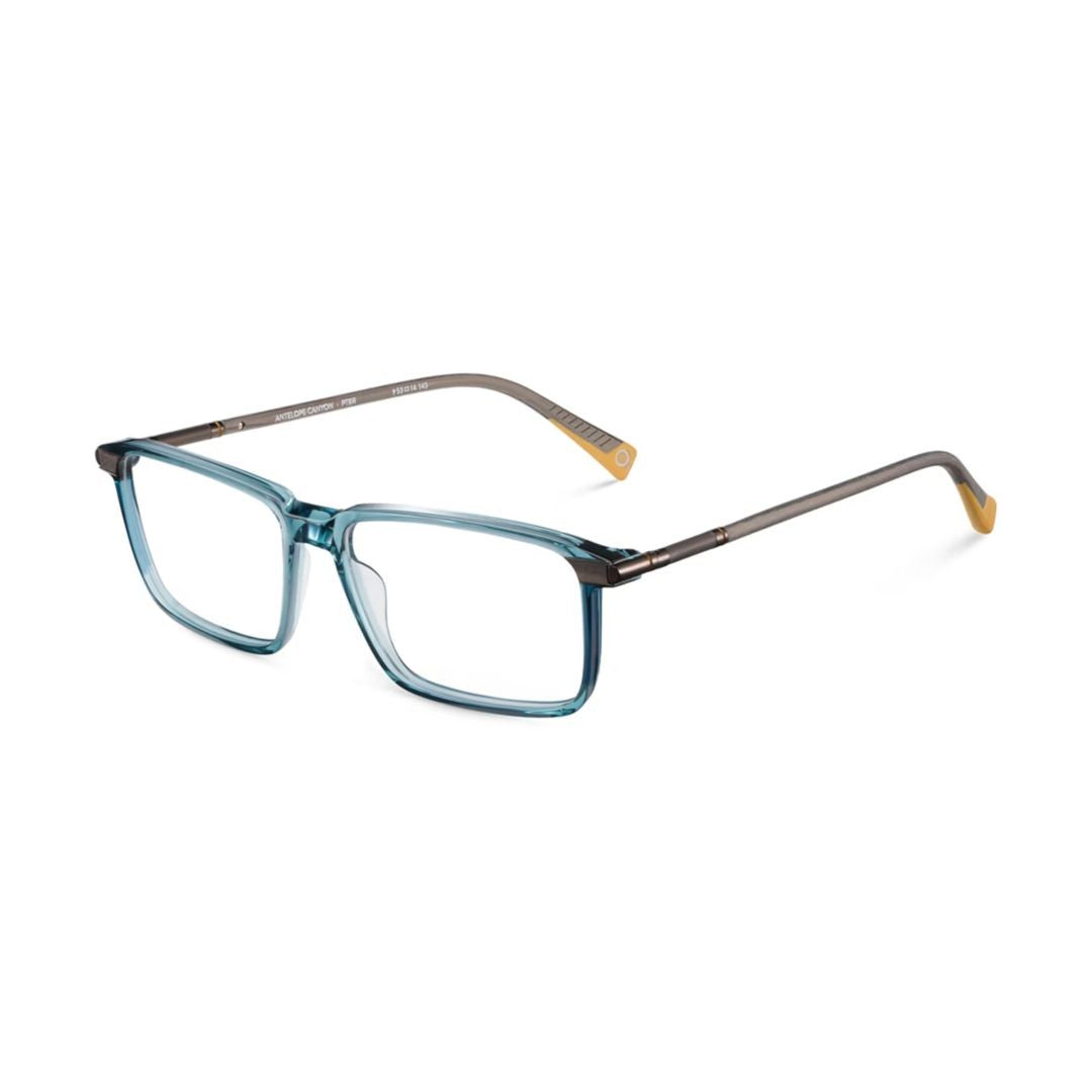 Etnia Barcelona Antelope Canyon Rectangular Translucent Blue Eyeglasses With Amber Accents