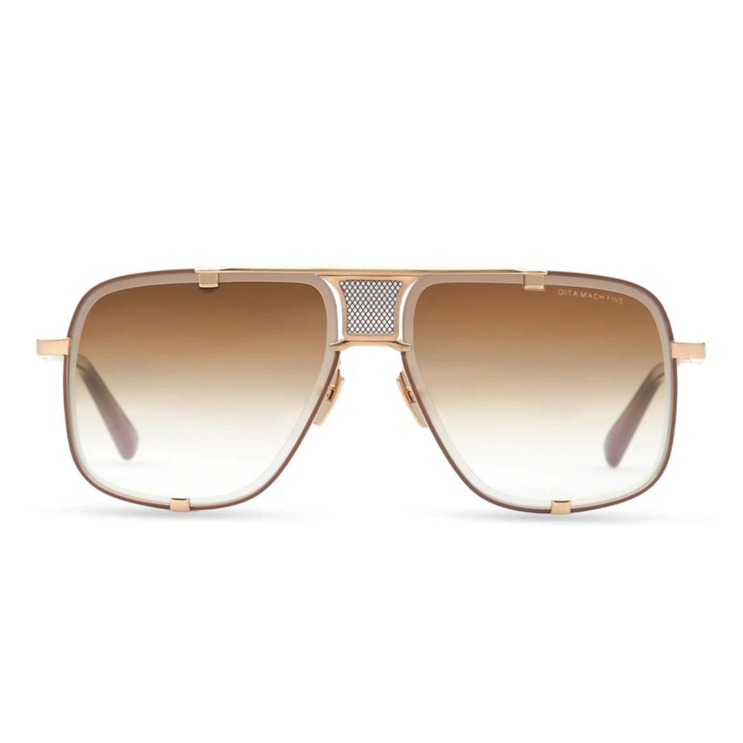 Dita Mach-Five Bold Oversized Square Sunglasses With Metallic Gold Finish