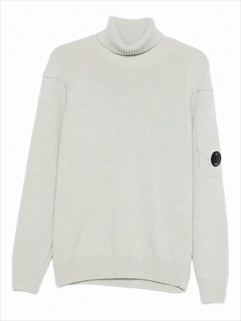 C.P. Company Ribbed Knit Turtleneck Sweater With Folded Collar And Distinctive Sleeve Patch