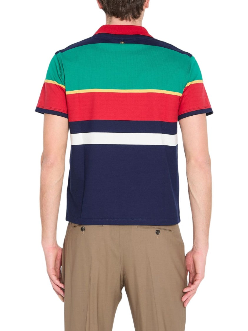 Versace Blue Red Stripe Polo Sweater