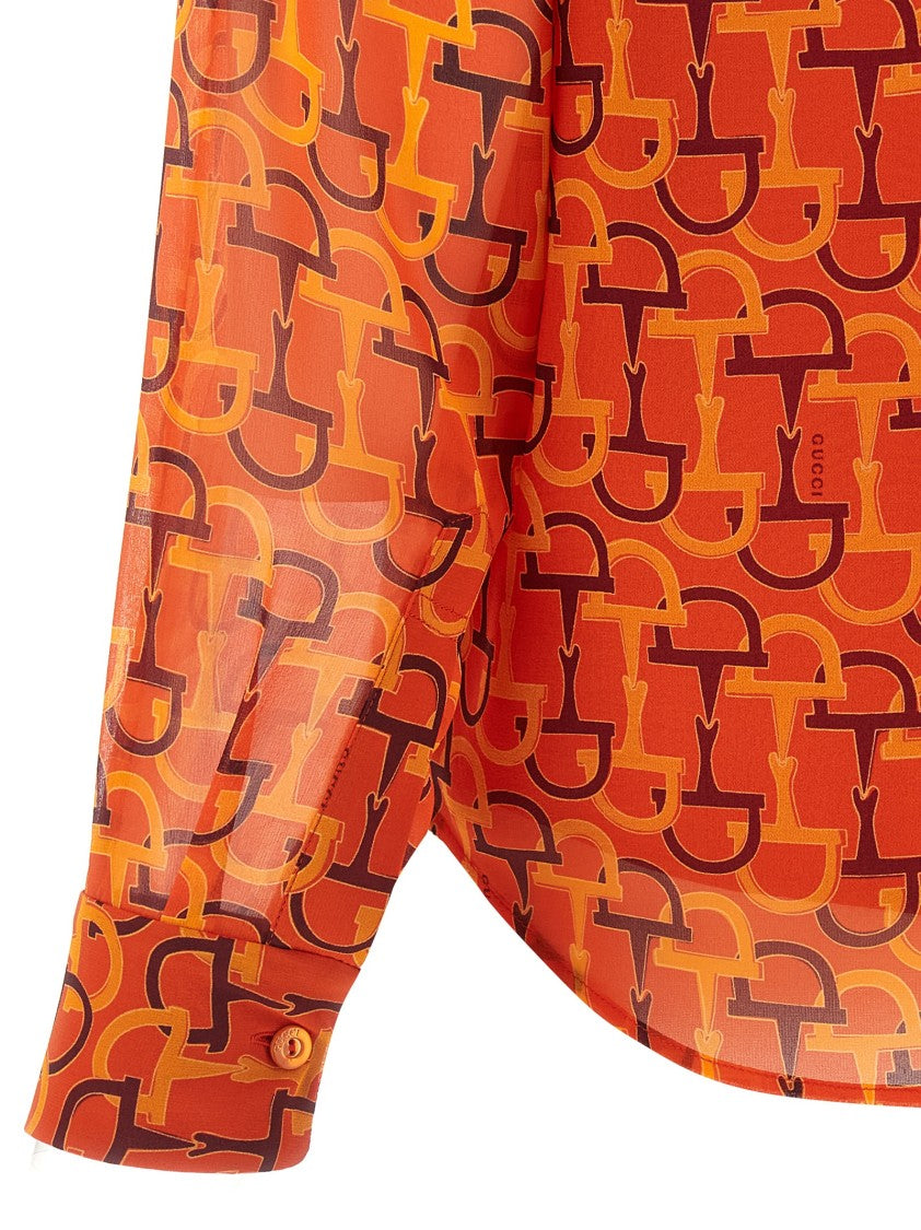 Gucci Clamp Print Silk Shirt With Removable Straps