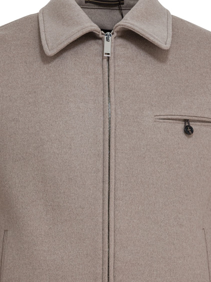Montedoro Minimalist Beige Virgin Wool Blend Jacket