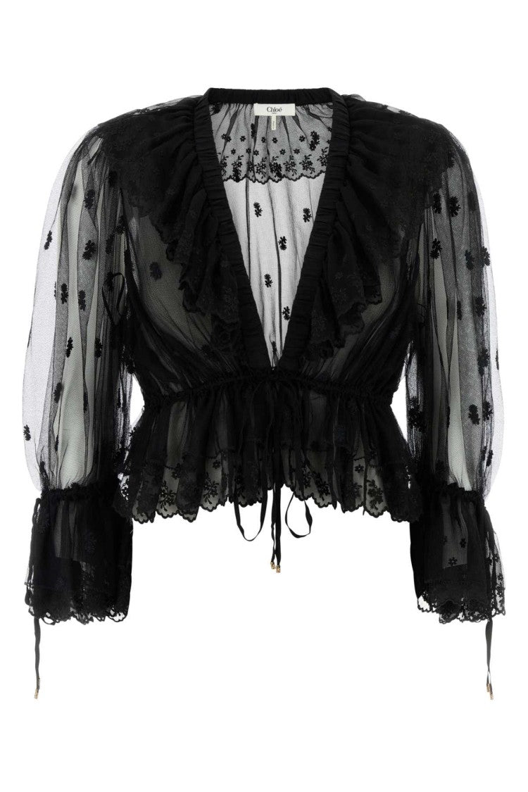 Chloé Black Tulle Top