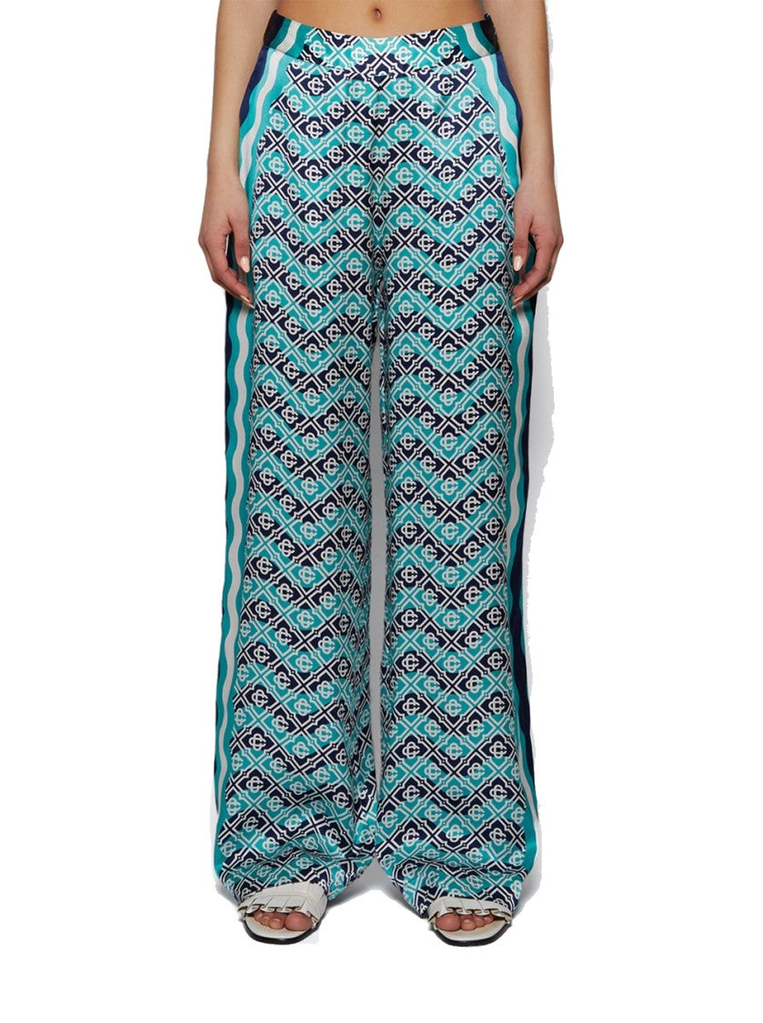 Casablanca Monogram Straight Leg Trousers Turquoise