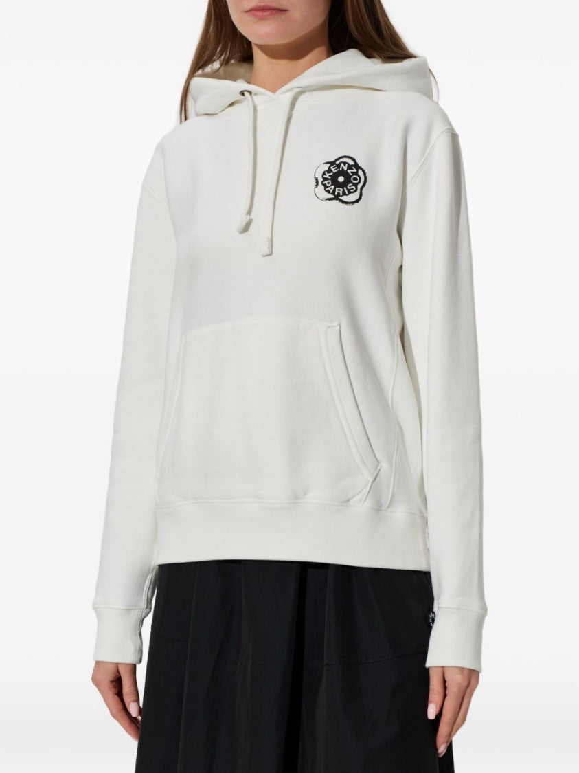 Kenzo White Hoodie With Bold Black Graphic Logo