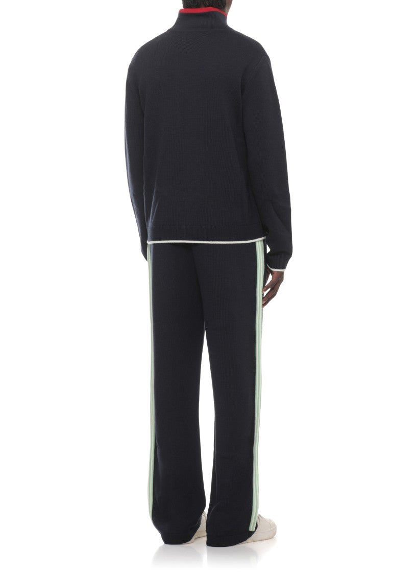 Casablanca Blue Merino Embroidered Wool Jacket