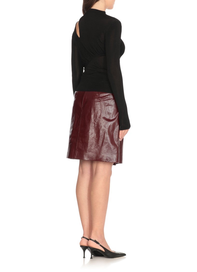 Self-Portrait Black Viscose Top With Front Cut-Out Detail