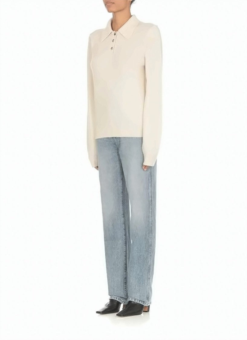 Khaite High-Waisted Flared Denim Pants With Classic Five-Pocket Design