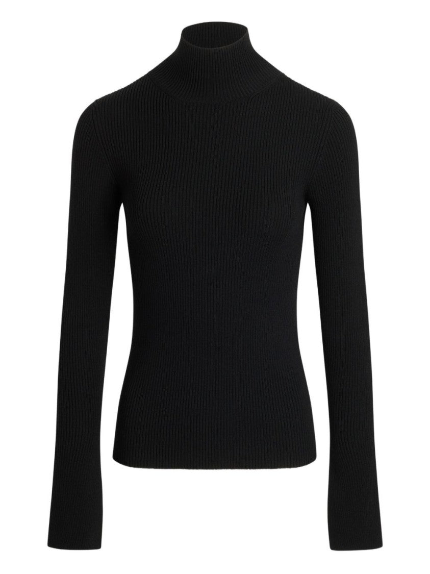 Patou Fitted Ribbed High Mock Neck Sweater
