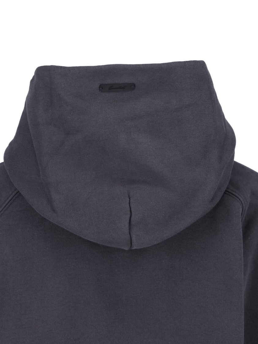 Fear Of God Essentials Black Cropped Arched Logo Hooded Sweatshirt