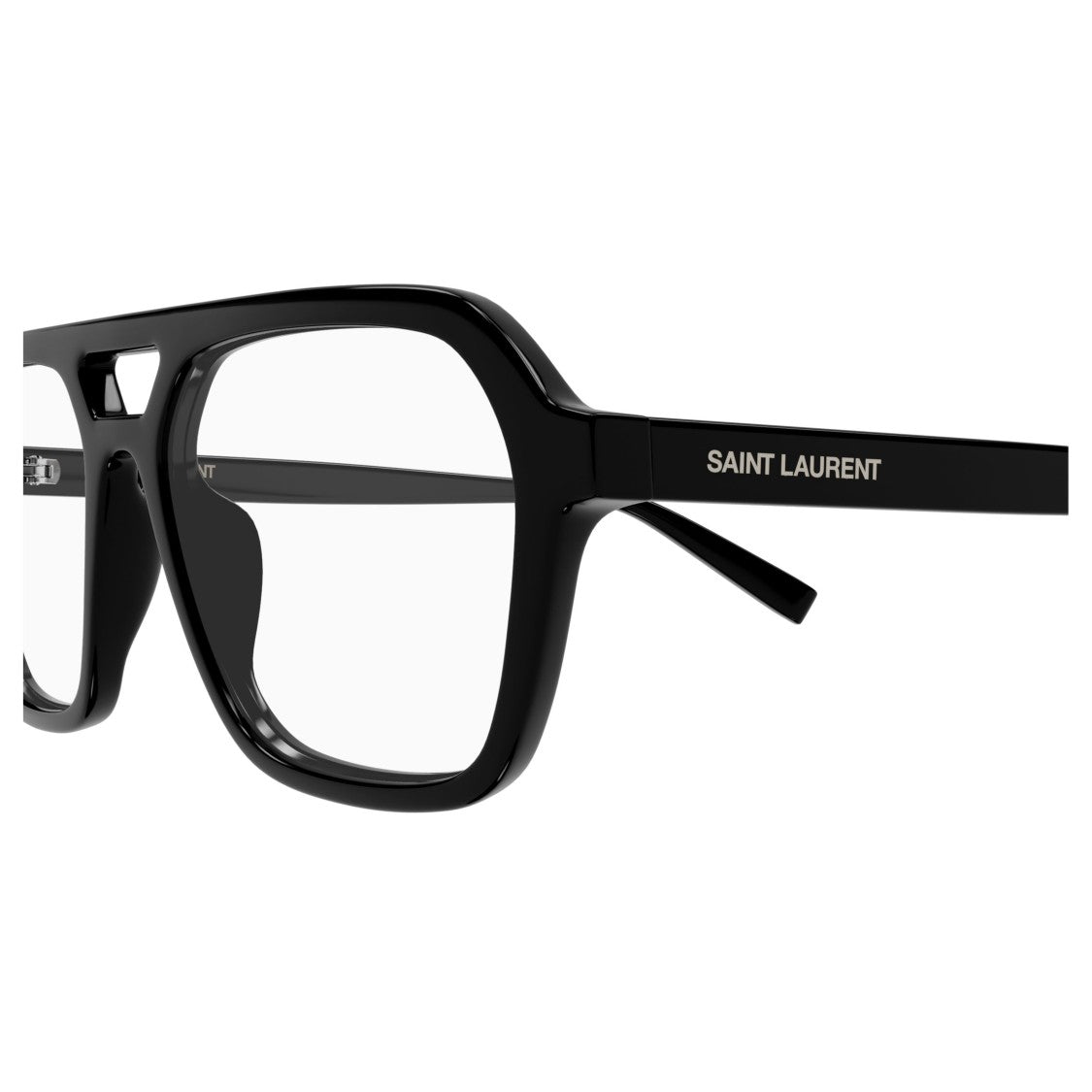 Saint Laurent Geometric Double-Bridge Eyeglasses In Recycled Acetate