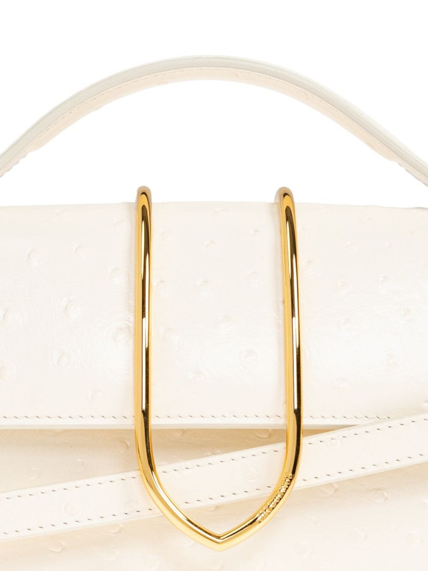 Jacquemus Off-White Ostrich Effect Structured Rectangular Handbag