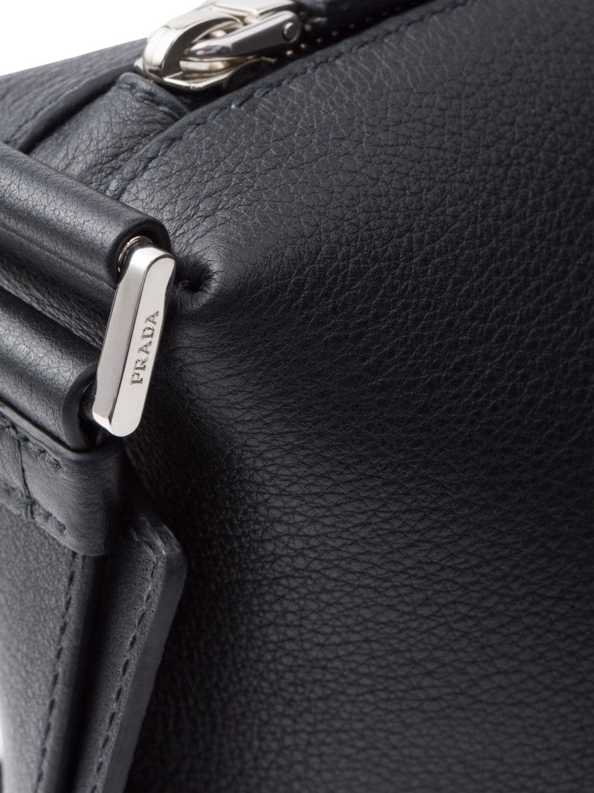 Prada Black Bandoleira Soft Grain Leather Satchel