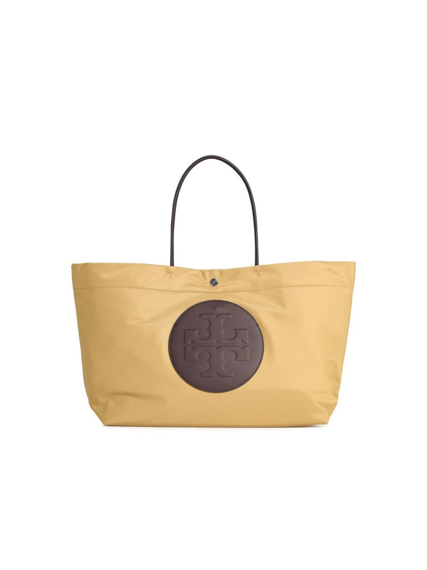 Tory Burch Large 'Ella Twist' Bag In Beige Wheat Polyamide