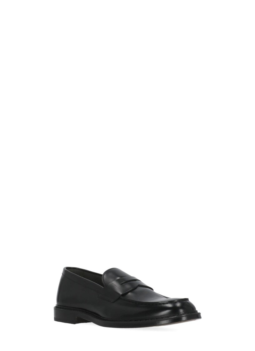 Doucal's Black Smooth Leather Mask Loafers