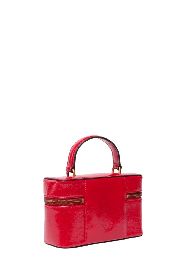 Pinko Red Leather Box Top-Handle Bag