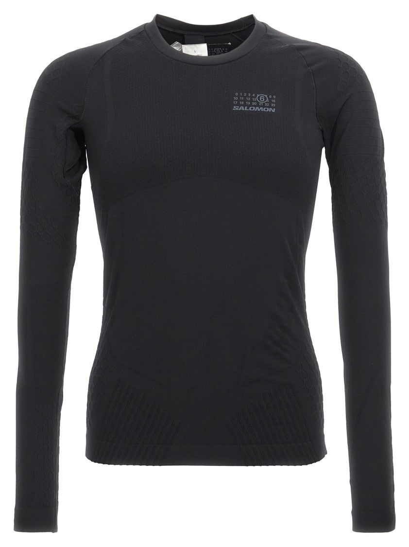 Mm6 By Maison Margiela Stretch Tech Fabric Black Sweater