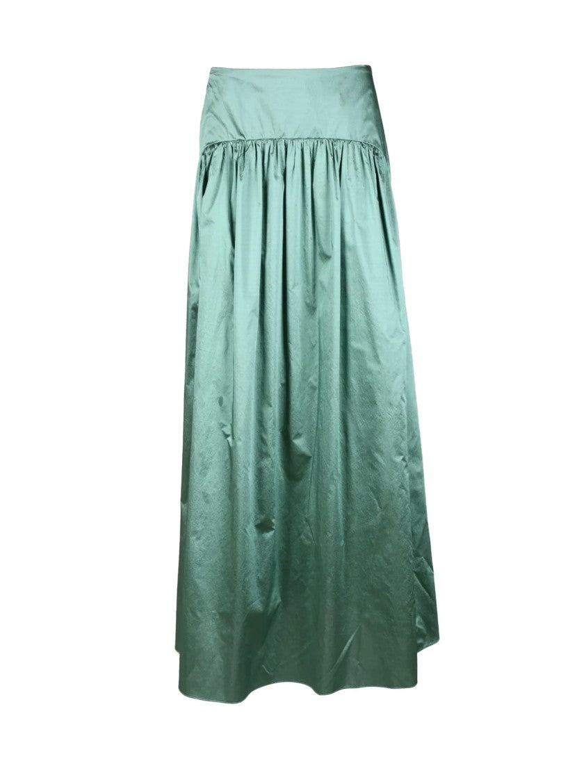 Max Mara Green Nava Silk-Blend Gathered Maxi Skirt