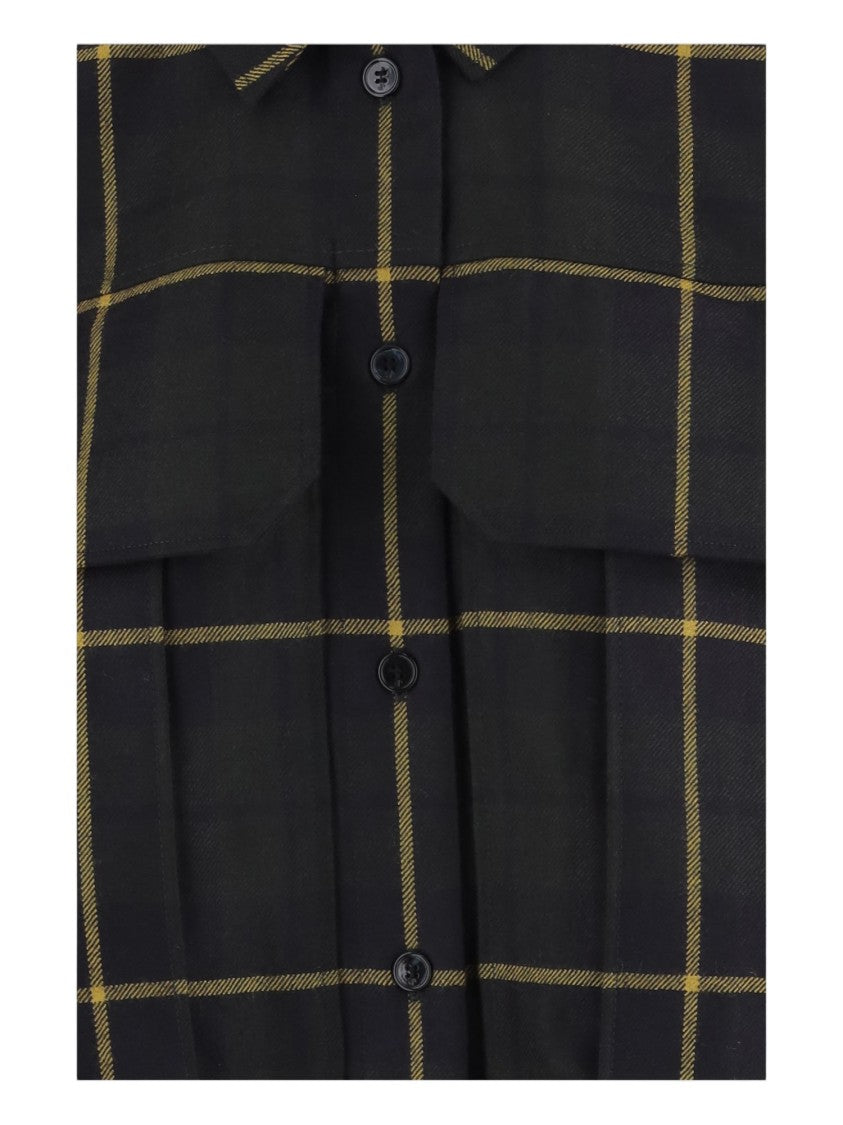 Patou Multi Checked Flap-Pocket Wool Casual Shirt
