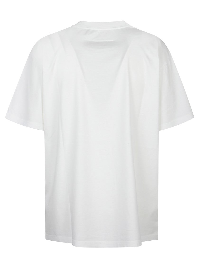 Mm6 By Maison Margiela White Cotton T-Shirt With Subtle Logo Print