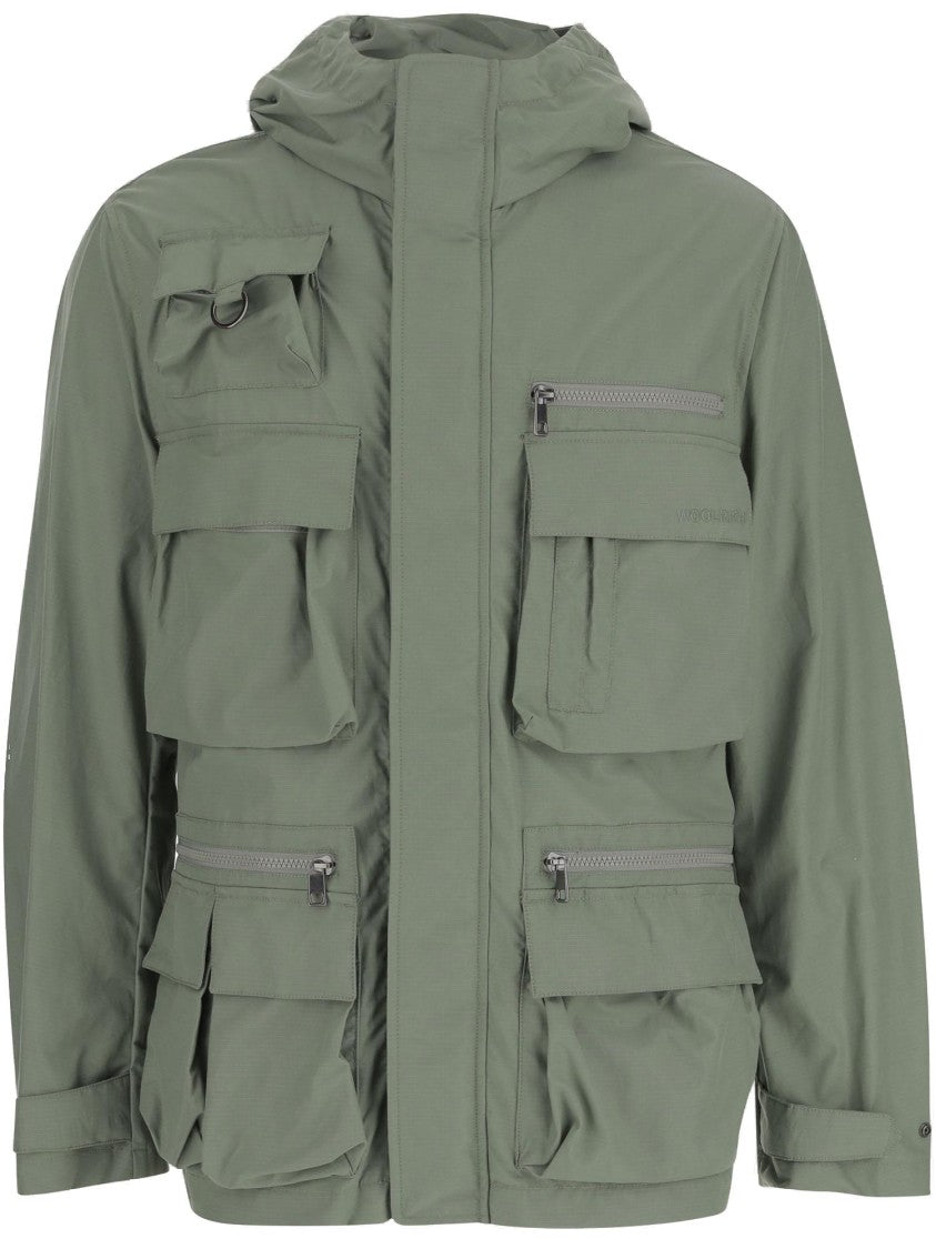 Woolrich X Black Label Cotton Blend High-Necked Jacket With Multiple Pockets