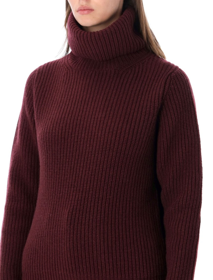 Fortela Boxy Ribbed High Turtleneck Knit Sweater