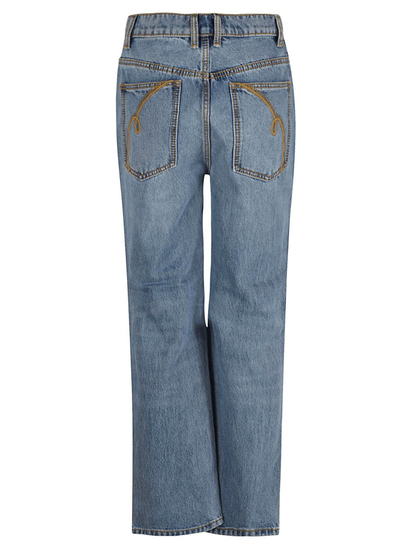 Tory Burch Mid-Rise Straight-Leg Denim Jeans