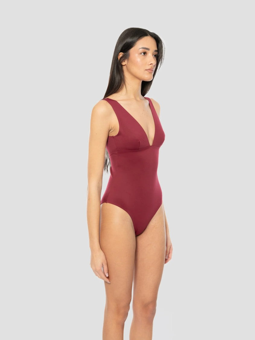 Mc2 Saint Barth Deep V-Neck One-Piece Swimsuit With High-Cut Leg