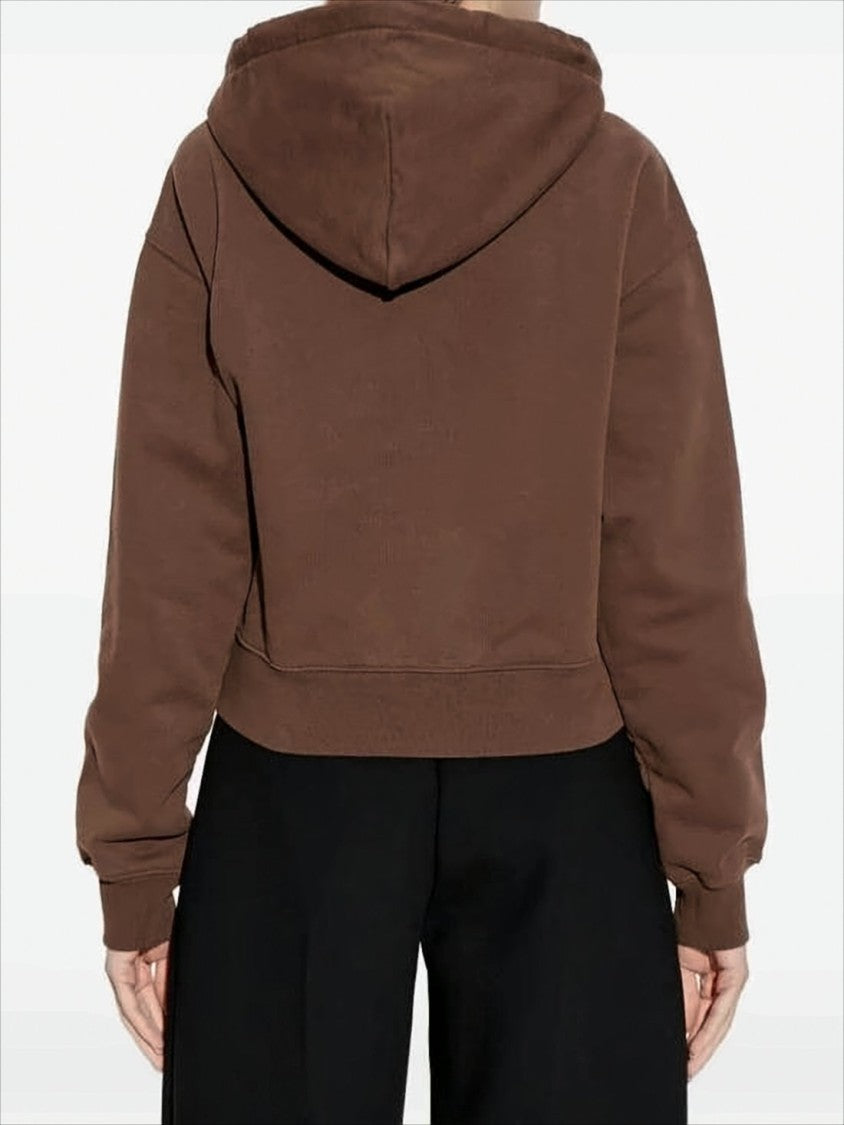 Jacquemus Cropped Brown Hoodie With Drawstring