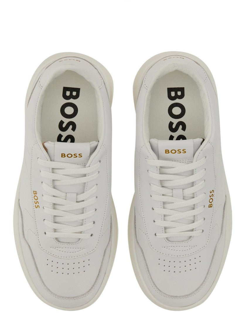 Boss Embossed Logo White Sneakers