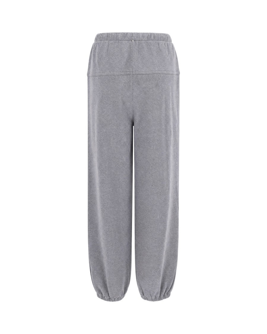 Sportmax Grey Relaxed-Fit Cotton Fleece Drawstring Sweatpants