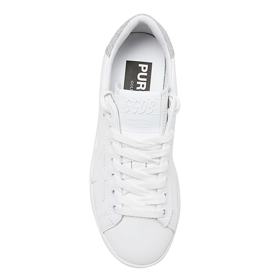 Golden Goose White And Silver Leather Pure Star Sneakers