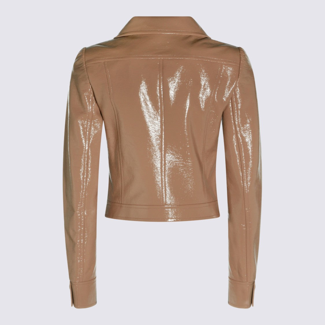 Courrèges Cropped Patent Leather Jacket With Structured Collar