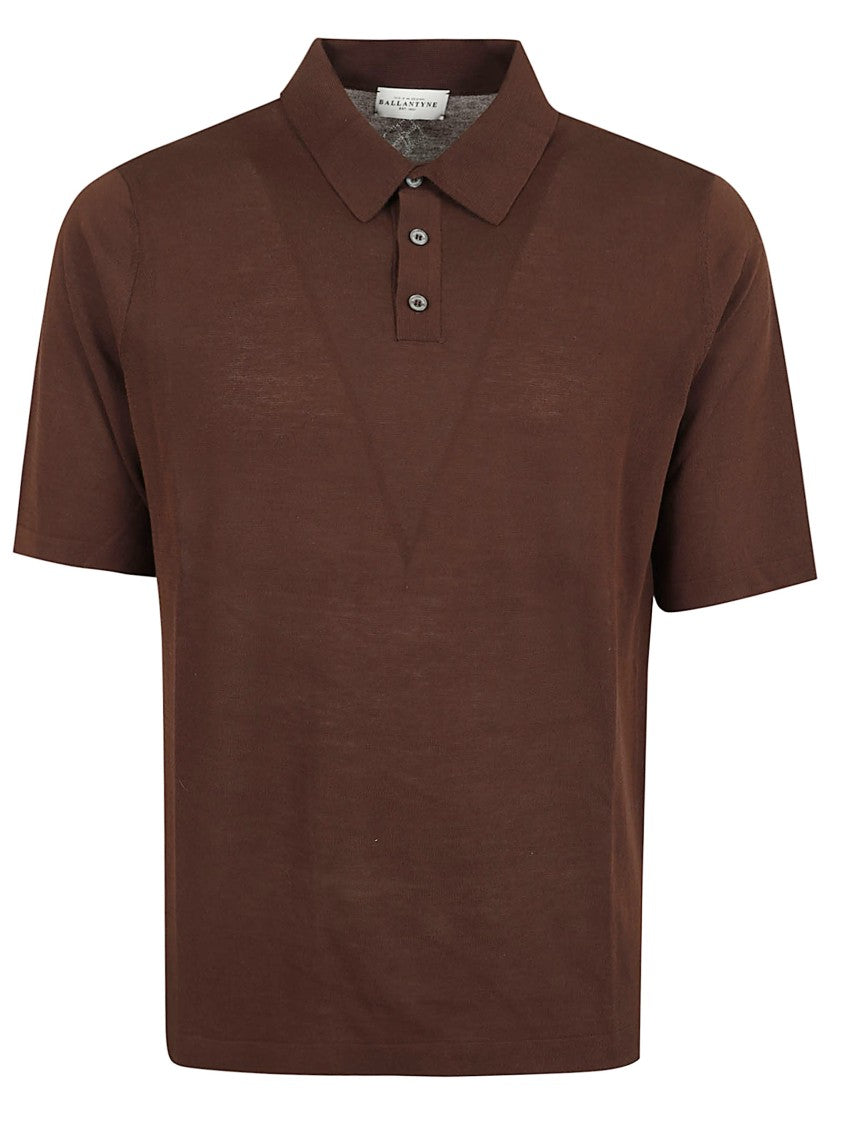 Ballantyne Chocolate Brown Polo Shirt With Ribbed Collar