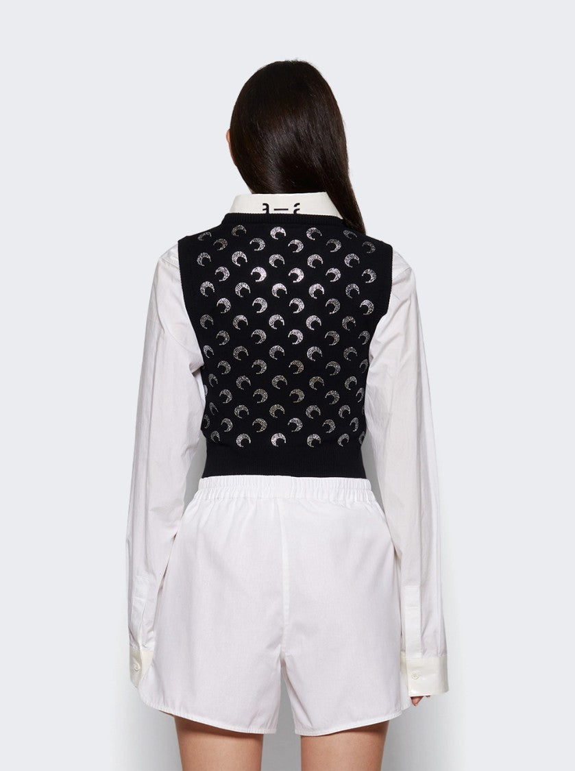 Marine Serre Moon Strass Knit Vest Black