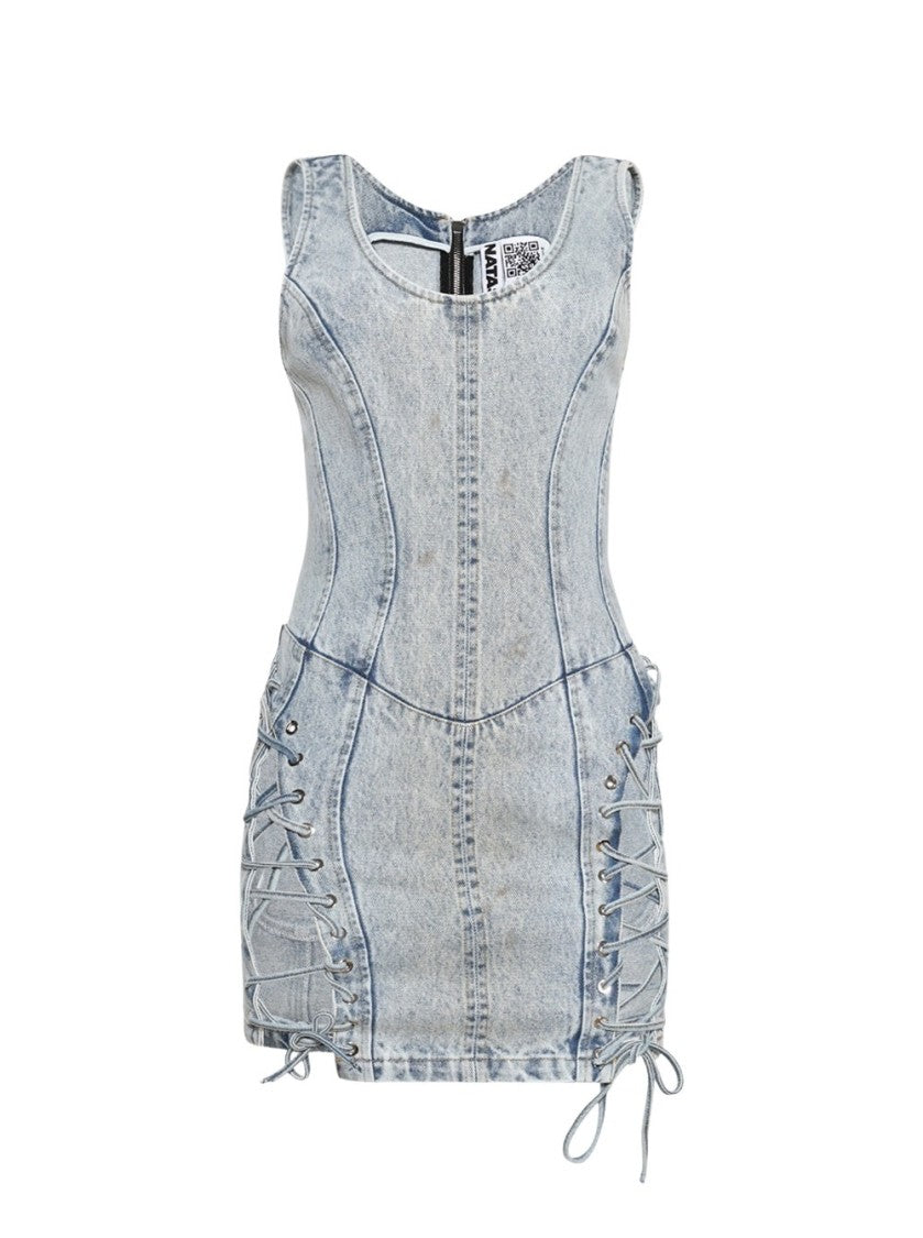 Natasha Zinko Treated Hardwired Dress - Light Wash Denim