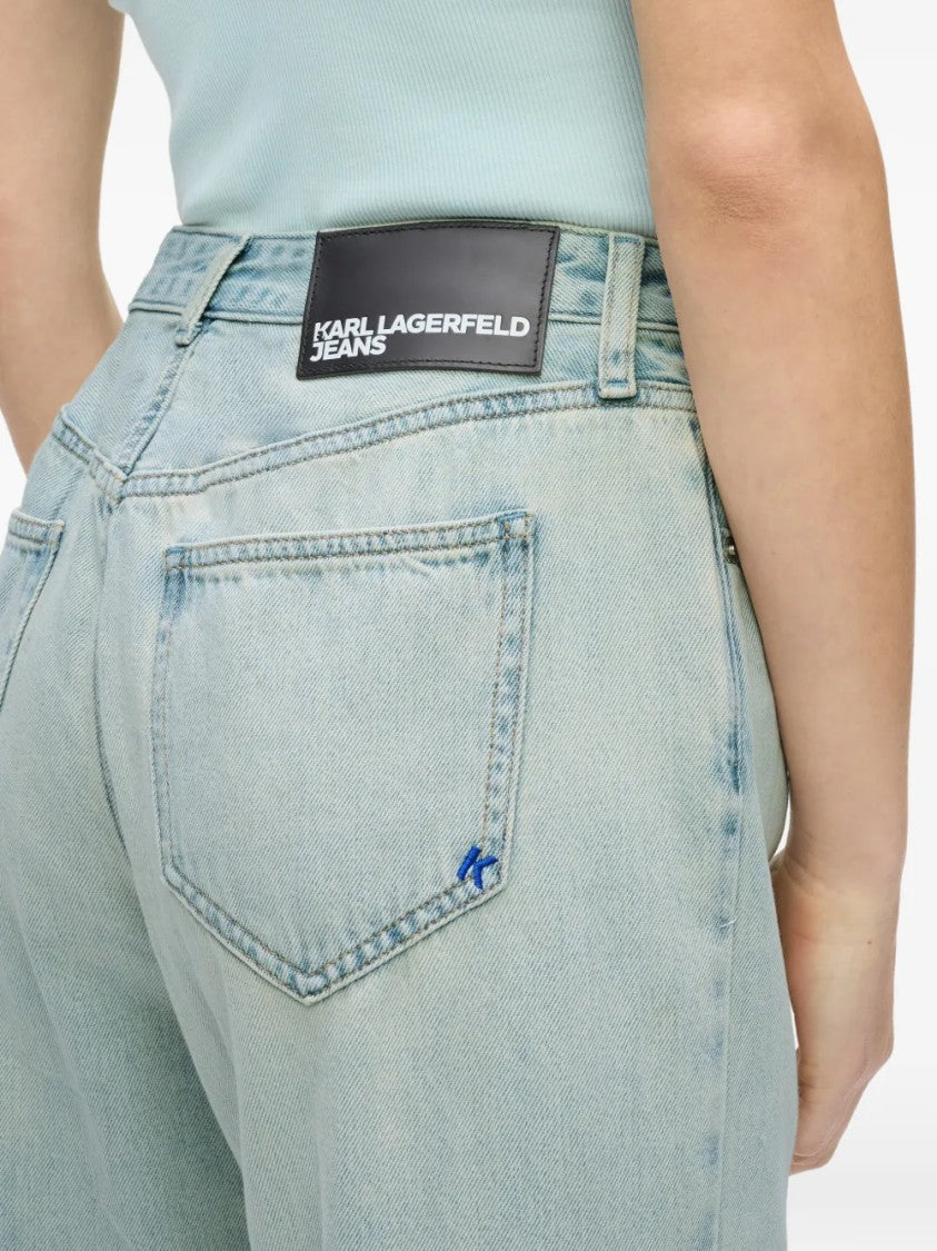 Karl Lagerfeld Light Blue Wide-Leg Jeans With Classic Five-Pocket Design