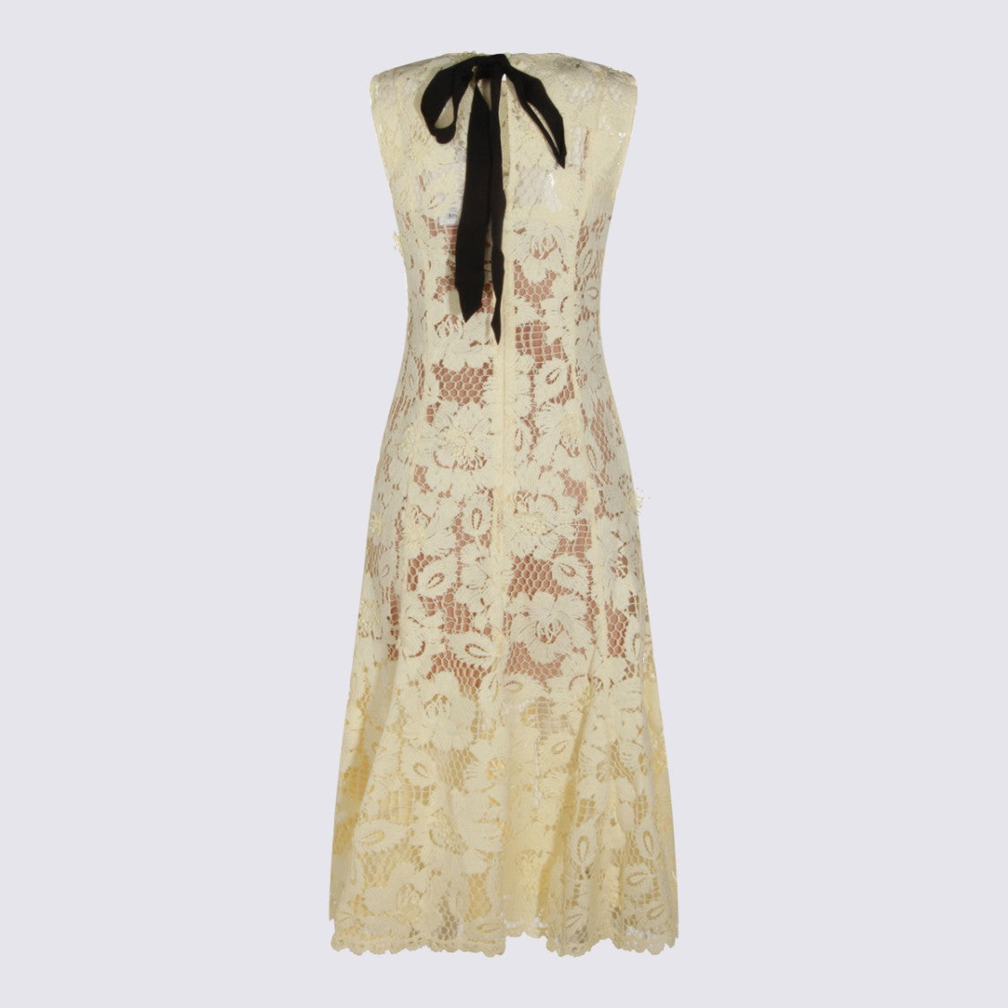 Self-Portrait Lace Overlay Midi Dress With Scalloped Hem