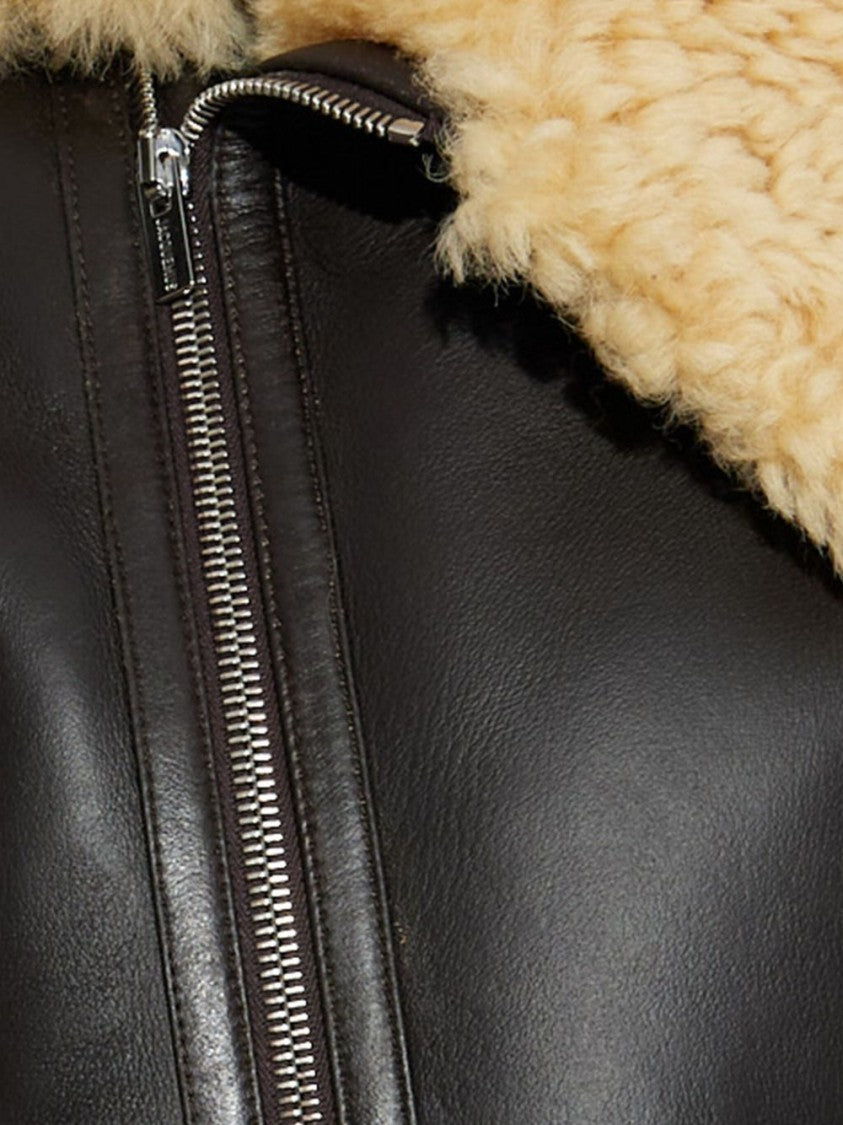 Jacquemus Cropped Brown Leather Jacket