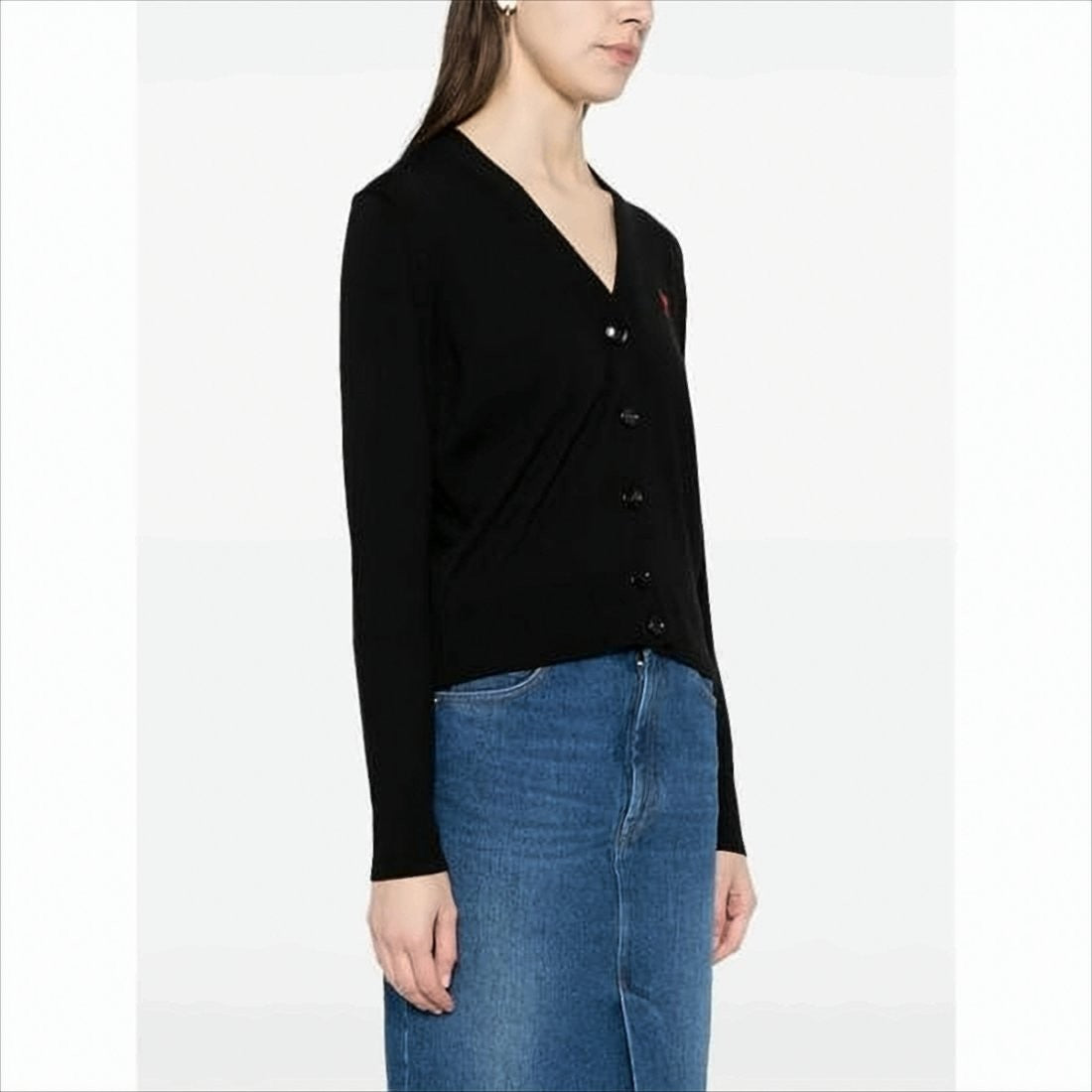 Ami Paris V-Neck Button-Down Cardigan In Soft Merino Wool