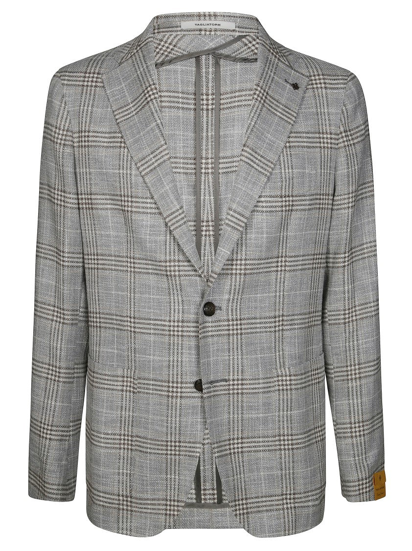 Tagliatore Tailored Slim-Fit Single-Breasted Jacket With Classic Plaid Pattern