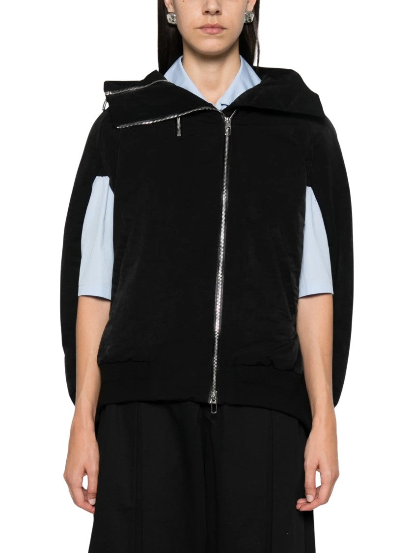 Duno Short Black Padded Cape-Style Jacket