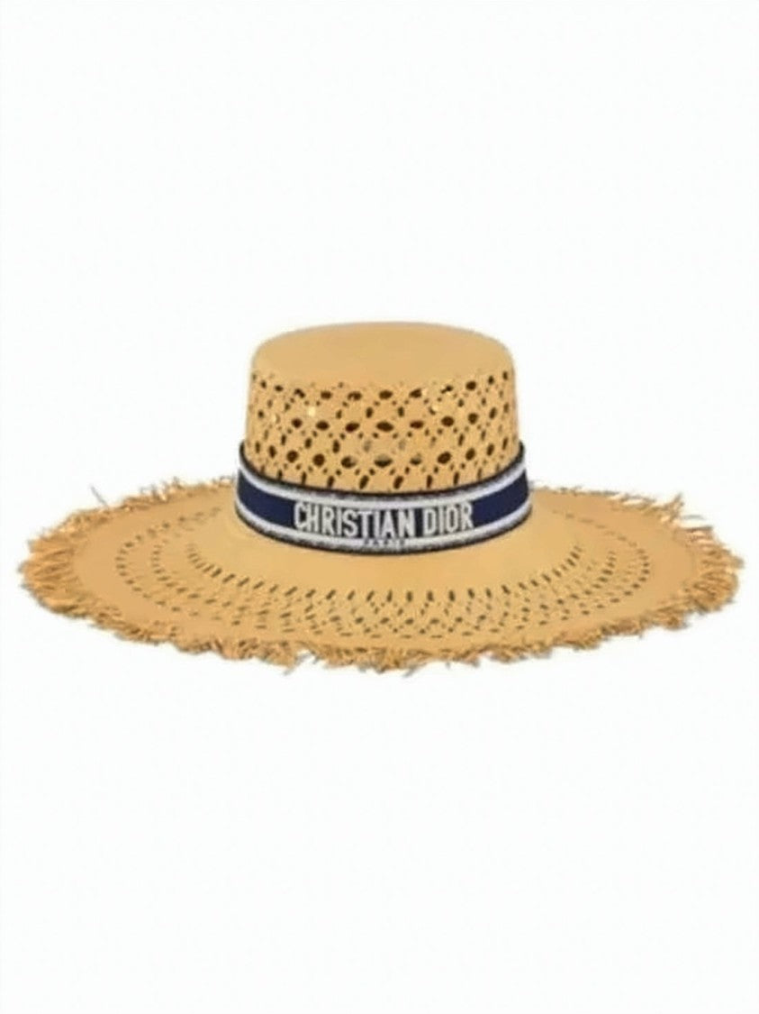 Dior Perforated Woven Paper Wide-Brimmed Bucket Hat